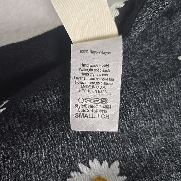 7th‎ Ray Open Front Cardigan Small Oversized Black Daisy Grunge 90s Beach Boho - Picture 7 of 7